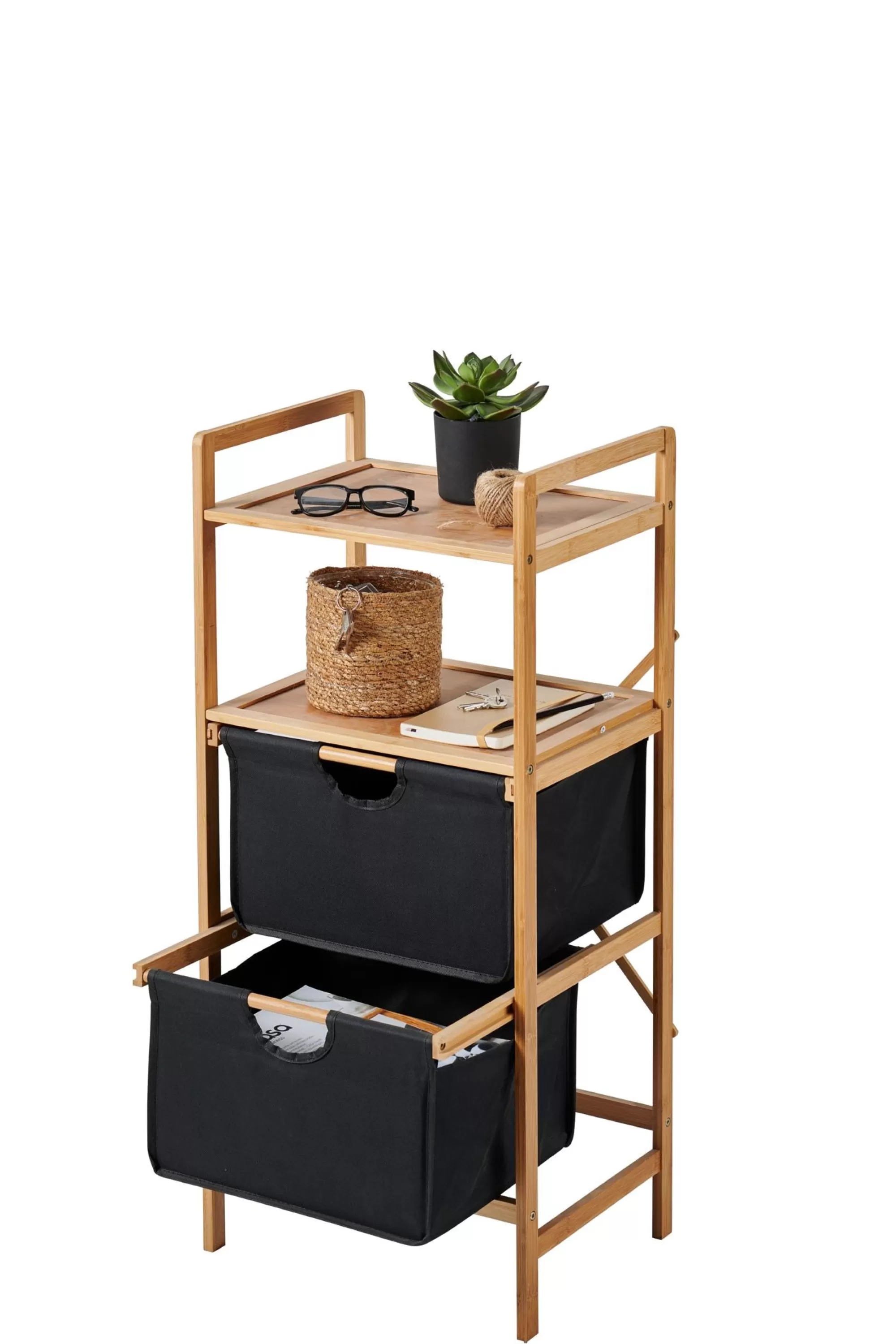 CASA Bamboo Mobile Con 2 Cassetti Nero, Naturale* Cassettiere