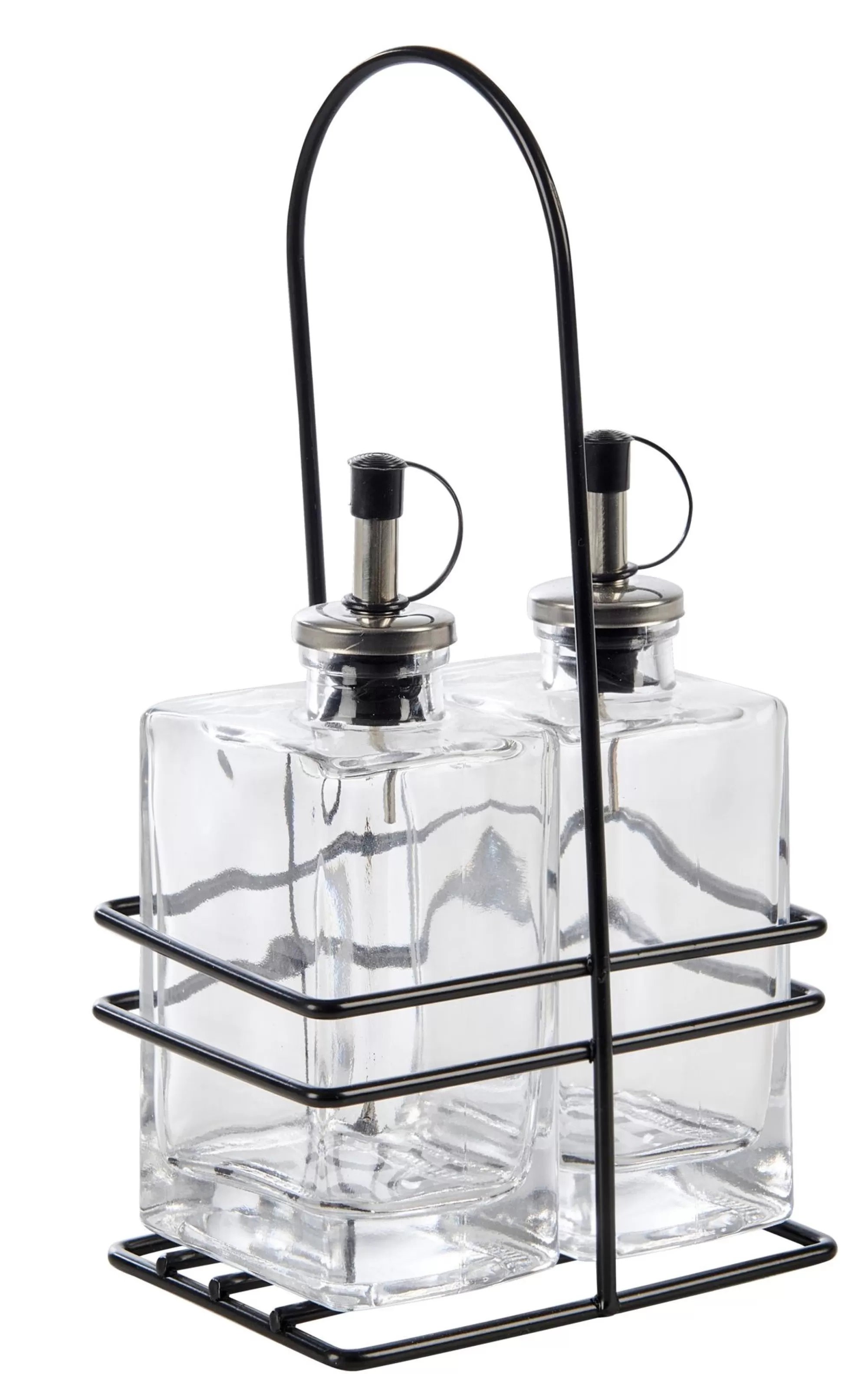 CASA Bistro Bottiglia Olio/Aceto In Supporto Nero, Trasparente* Bottiglie Per Olio