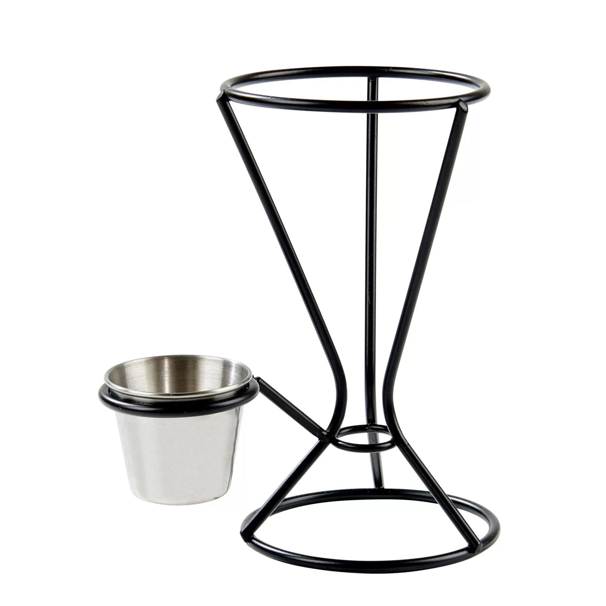 CASA Njam Xl Supporto Cartoccio Con Contenitore Per Salsa Nero, Argentato* Aperitivo E Tapas