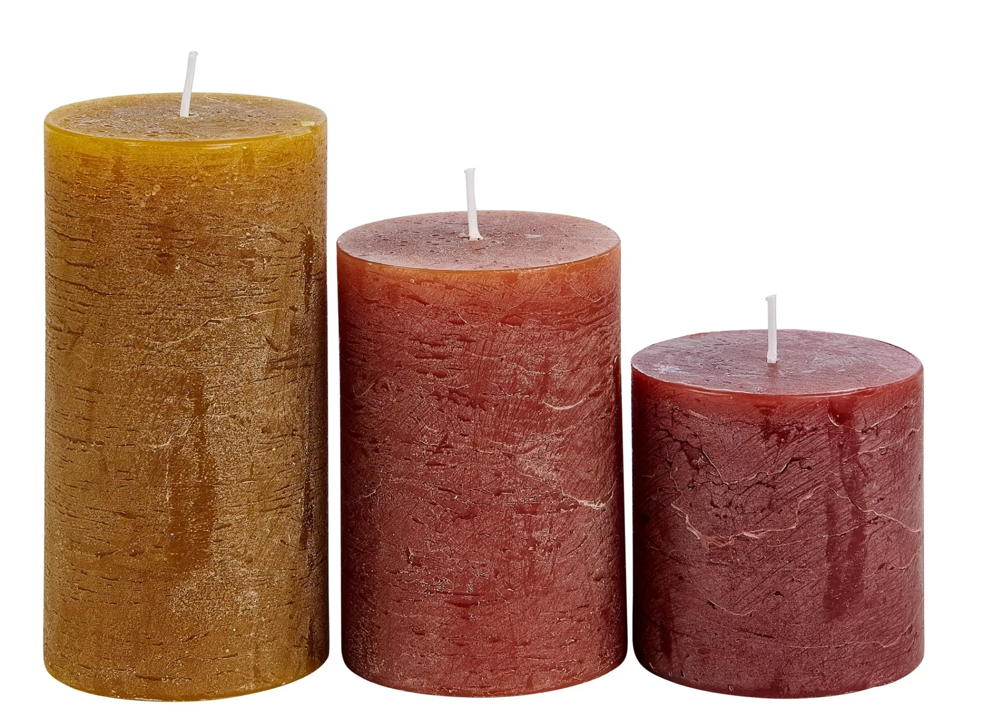 CASA Rustic Candele Set Di 3 Marrone, Rosso, Verde* Candele