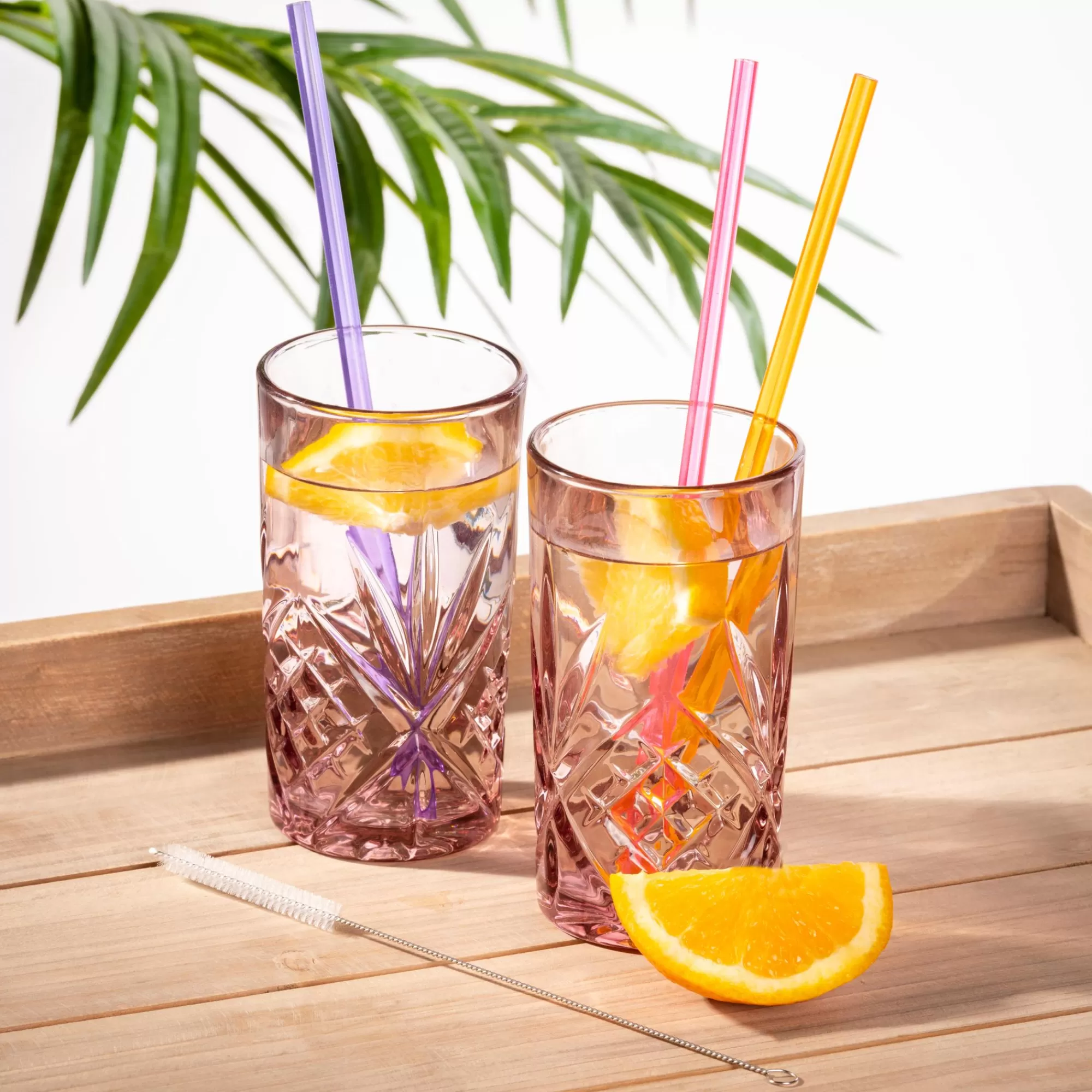 CASA Slurp Set Di 6 Cannucce Riutilizzabili Mix Di 3 Colori Arancione, Viola, Rosa* Accessori Per Cocktail